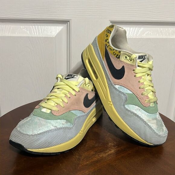 🔥🔥 NIKE Air Max 1 'Spring Mix' Size 8 Teal Tint / Lemon Wash Running Sneakers - Picture 1 of 16